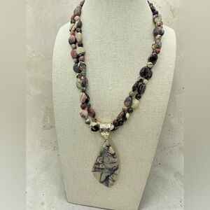 Jay King Porcelain Jasper Mexico Pendant Necklace Sterling Mine Finds 18-20” DTR